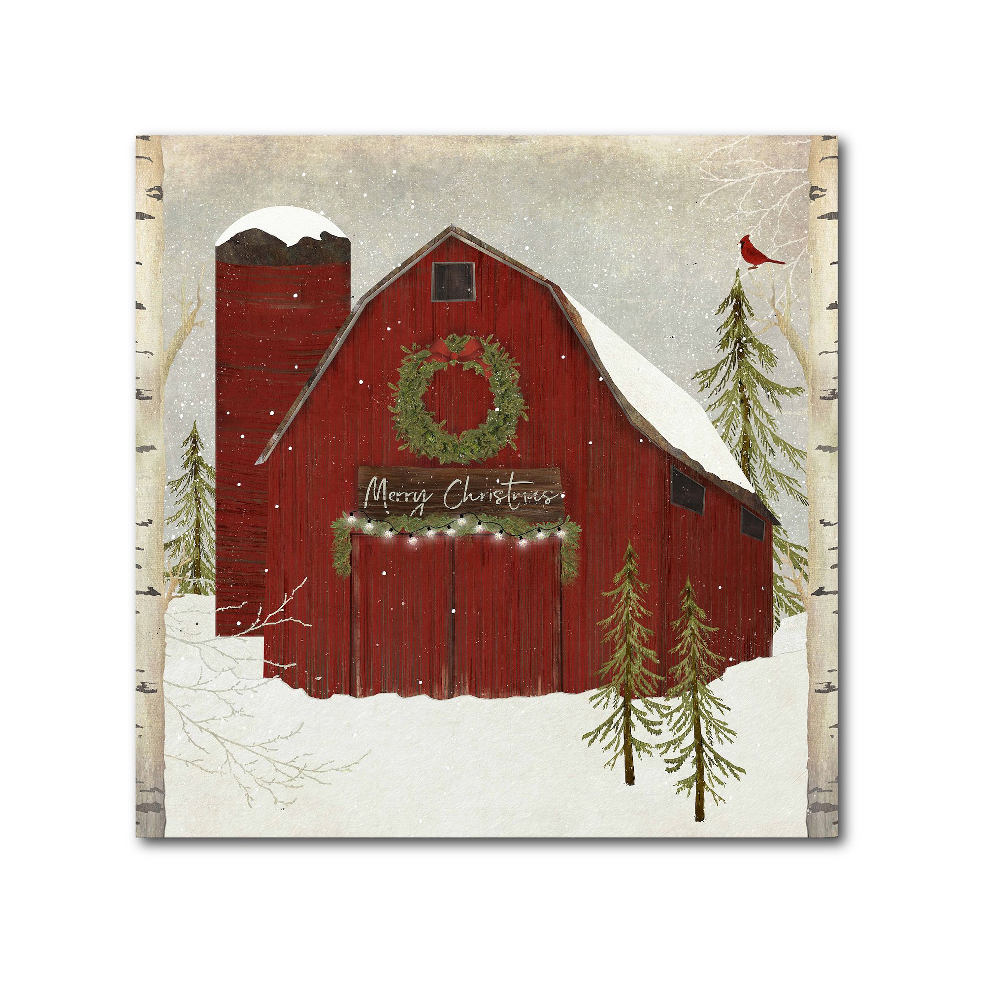 Courtside Market Snow Barn Canvas Wall Art, Multi