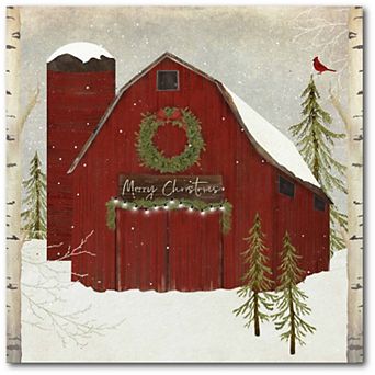 Courtside Market Snow Barn Canvas Wall Art