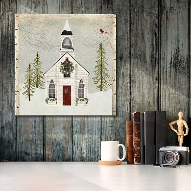 Courtside Market Snow Barn Christmas Canvas Wall Art