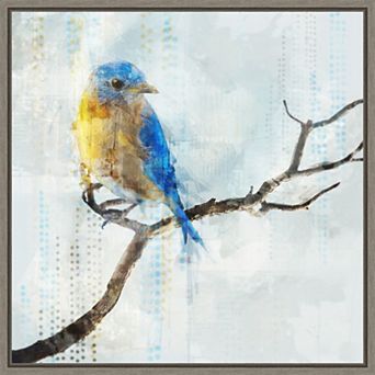 Amanti Art Little Blue Bird Framed Canvas Wall Decor