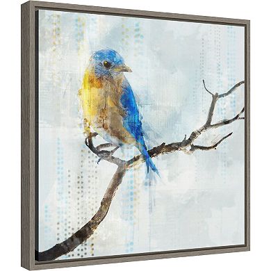 Amanti Art Little Blue Bird Framed Canvas Wall Decor