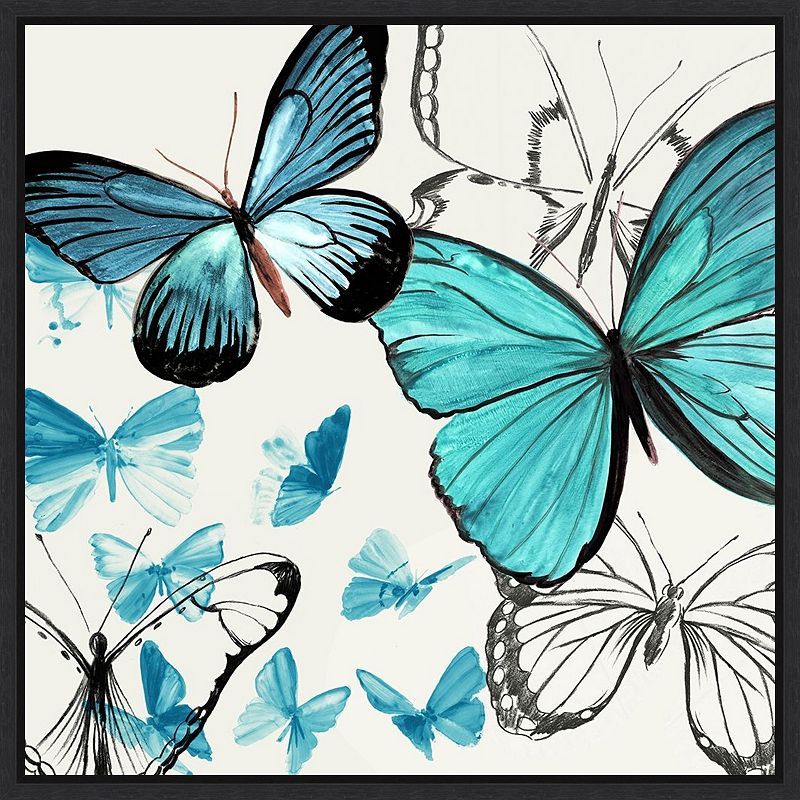 Amanti Art Monarch Butterflies Framed Canvas Wall Decor, Black, 16X16