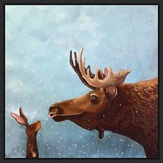 Amanti Art Moose & Rabbit Framed Canvas Wall Decor