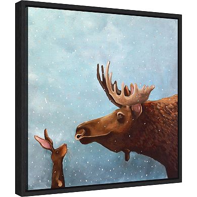 Amanti Art Moose & Rabbit Framed Canvas Wall Decor