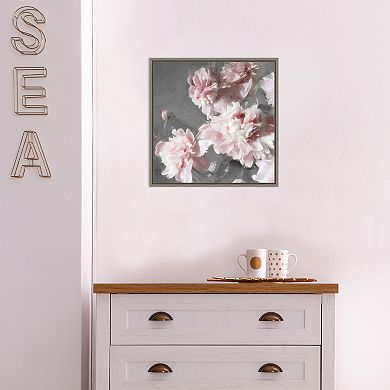 Amanti Art Pink Peonies on Gray II Framed Canvas Wall Art