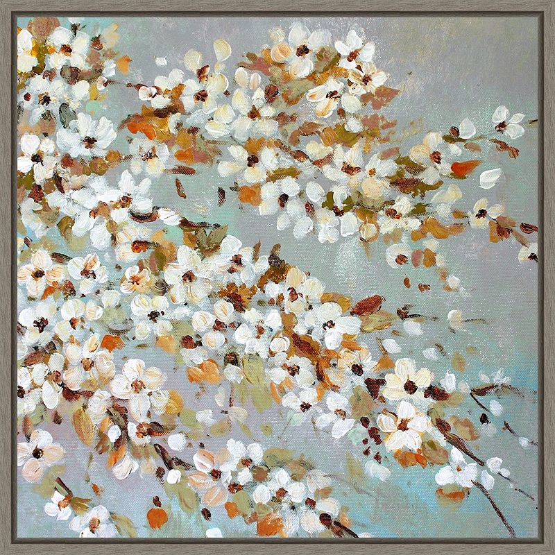 Amanti Art Seafill Blossoms Framed Canvas Wall Art, Grey, 16X16