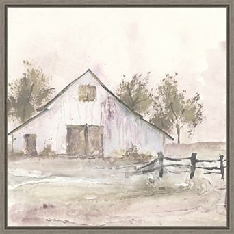 Amanti Art White Barn II Framed Canvas Wall Art