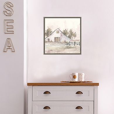 Amanti Art White Barn II Framed Canvas Wall Art