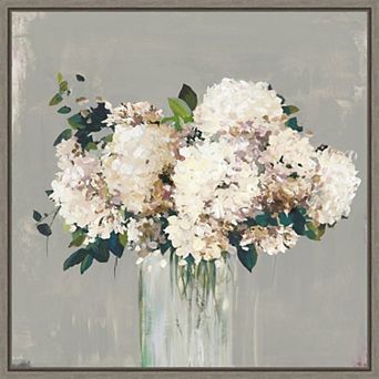 Amanti Art White Hydrangea Vase Framed Canvas Wall Art
