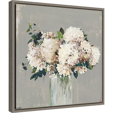 Amanti Art White Hydrangea Vase Framed Canvas Wall Art