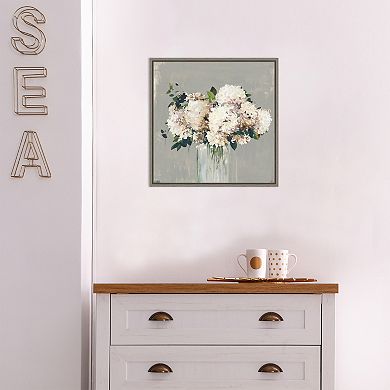 Amanti Art White Hydrangea Vase Framed Canvas Wall Art