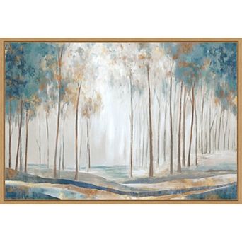 Amanti Art White Rays Blue Trees Framed Canvas Wall Art