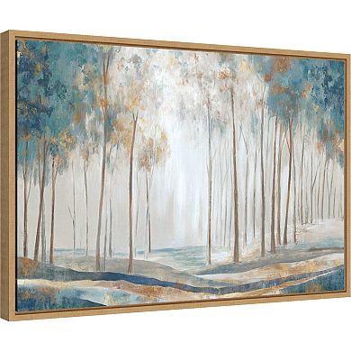 Amanti Art White Rays Blue Trees Framed Canvas Wall Art