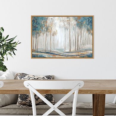 Amanti Art White Rays Blue Trees Framed Canvas Wall Art