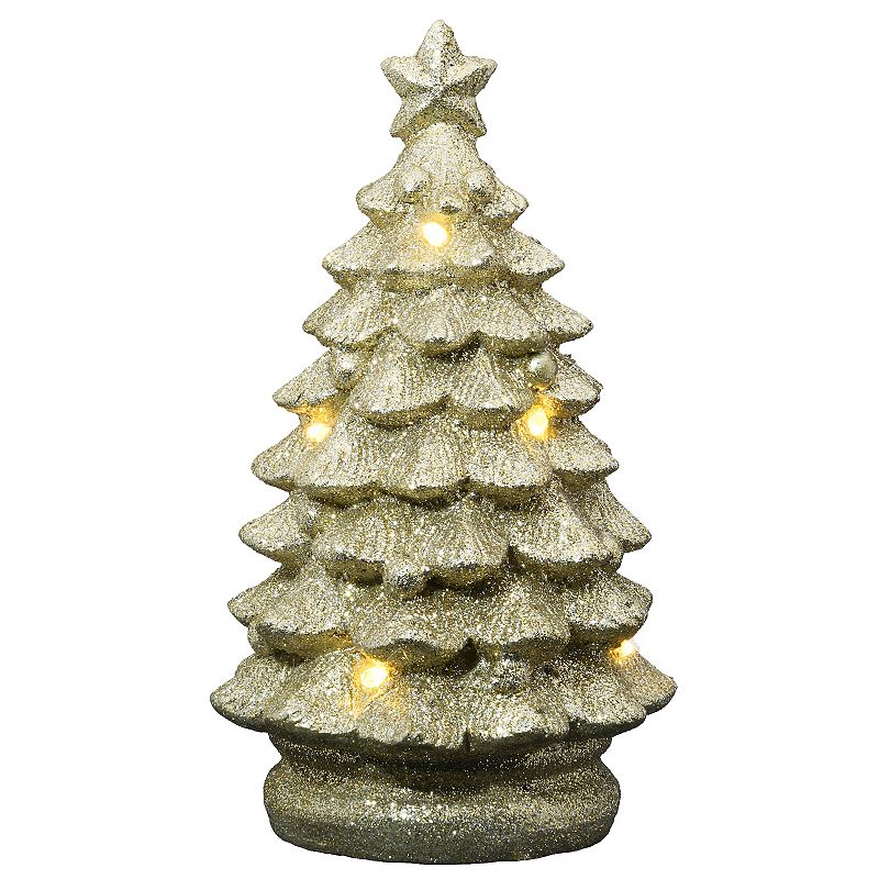 National Tree Company 10.2-in. Light-Up Gold Glitter Christmas Tree Table D