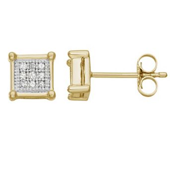 HDI 10k Yellow Gold 0.10 Carat T.W. Square Diamond Earrings