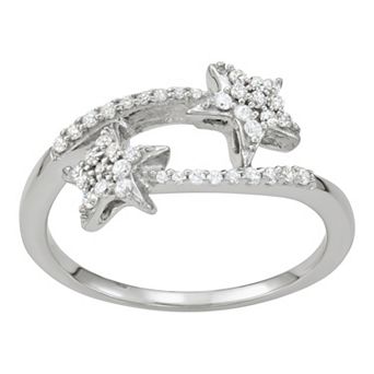 Jewelexcess Sterling Silver 1/4 Carat T.W. Diamond Star Ring