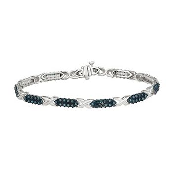 Jewelexcess Sterling Silver 1 Carat T.W. Blue Diamond Bracelet