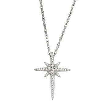 Jewelexcess Sterling Silver 1/5 Carat T.W. Diamond Cross Pendant Necklace