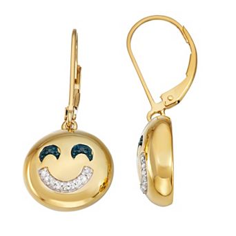 Jewelexcess 14k Gold Over Sterling Silver Black & White Diamond Accent Emoji Earrings