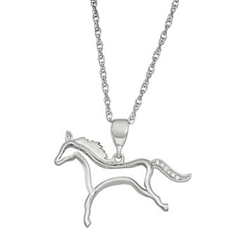 Jewelexcess Sterling Silver Diamond Accent Horse Pendant Necklace