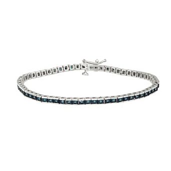Jewelexcess Sterling Silver 1 Carat T.W. Blue Diamond Tennis Bracelet