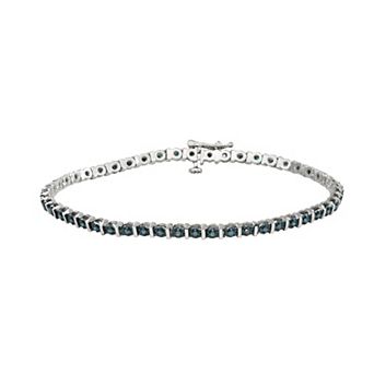 Jewelexcess Sterling Silver 1/2 Carat T.W. Blue Diamond Tennis Bracelet