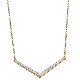 Jewelexcess 14k Gold Over Sterling Silver 1/4 Carat T.W. Diamond V-Shape Pendant Necklace