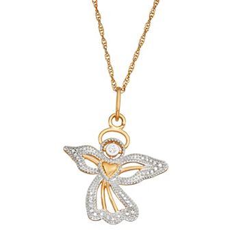 Jewelexcess 14k Gold Over Sterling Silver Diamond Accent Angel Pendant Necklace