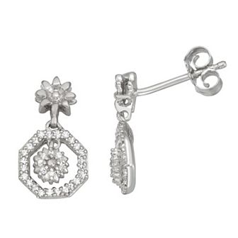 Jewelexcess Sterling Silver 1/6 Carat T.W. Diamond Drop Earrings