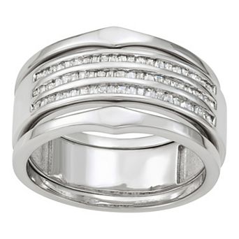 Jewelexcess Sterling Silver 1/2 Carat T.W. Diamond Stackable Ring