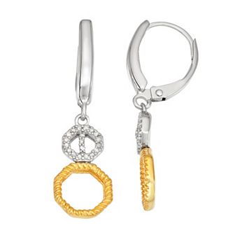 Jewelexcess Two Tone Sterling Silver 1/10 Carat T.W. Diamond Drop Earrings