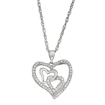 Jewelexcess Sterling Silver Diamond Accent Heart Pendant Necklace