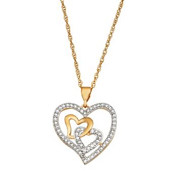 Jewelexcess 14k Gold Over Sterling Silver Diamond Accent Heart Pendant Necklace