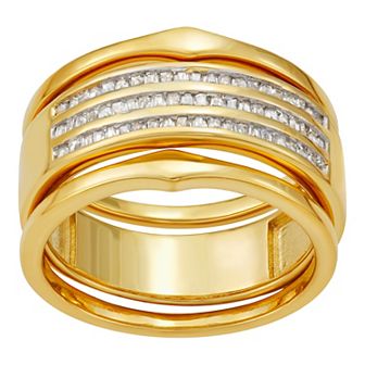 Jewelexcess 14k Gold Over Sterling Silver 1/2 Carat T.W. Diamond Stackable Ring