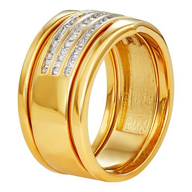 Jewelexcess 14k Gold Over Sterling Silver 1/2 Carat T.W. Diamond Stackable Ring