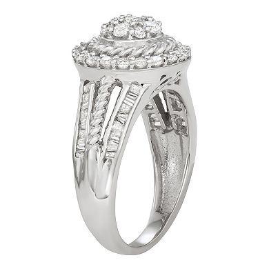 Jewelexcess Sterling Silver 1 Carat T.W. Diamond Ring