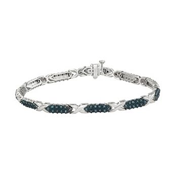 Jewelexcess Sterling Silver 1 1/2 Carat Blue Diamond Accent Bracelet