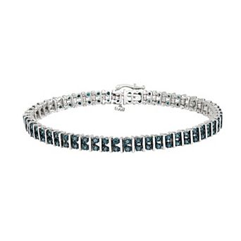 Jewelexcess Sterling Silver 1 1/2 Carat T.W. Blue Diamond Bracelet
