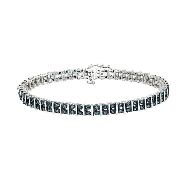 Jewelexcess Sterling Silver 1 1 2 Carat T.W. Blue Diamond Bracelet