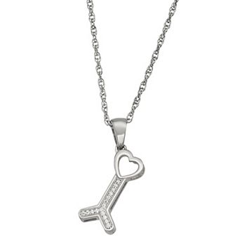 Jewelexcess Sterling Silver Diamond Accent Heart Arrow Pendant Necklace