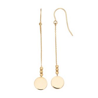 Karat Rush 14k Yellow Gold Disc Bead Linear Drop Earrings