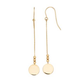 Karat Rush 14k Yellow Gold Disc Bead Linear Drop Earrings