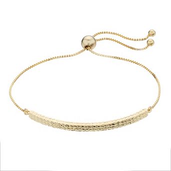 Karat Rush 14k Gold Textured Bar Adjustable Bracelet