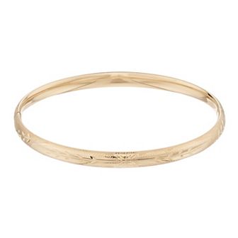 Karat Rush 14k Yellow Gold Floral Etched Bangle Bracelet
