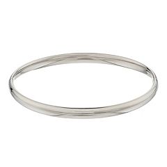 7 inch Oval Eye Hook Bangle Bracelet w/ Miraculous Heart in Sterling Silver  