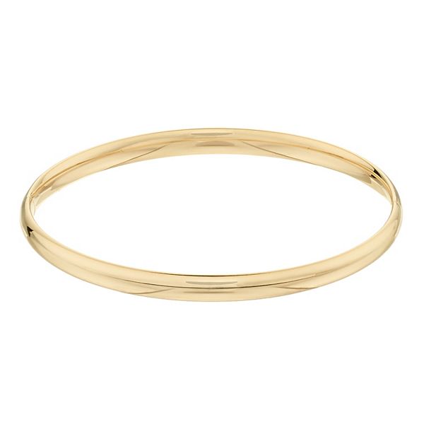 JewelStop 14k Yellow Gold 3/16 Inches High Polished Design Bangle, 4.8gr.