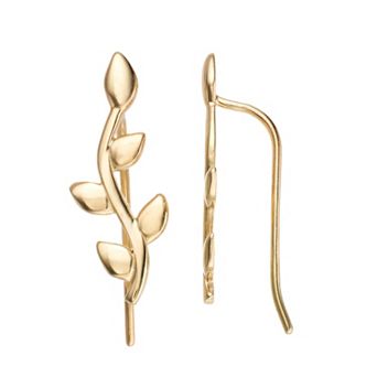 Karat Rush 14k Yellow Gold Leaf Climber Earrings