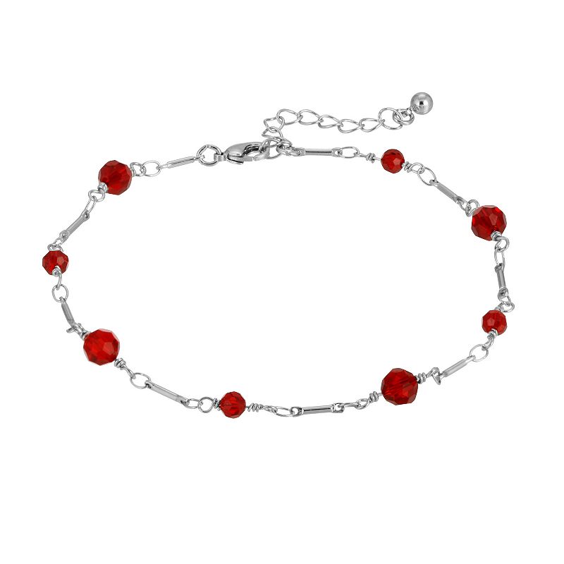 46833993 1928 Bead & Bar Chain Anklet, Womens, Red sku 46833993