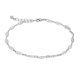 1928 Silver Tone Infinity Chain Anklet